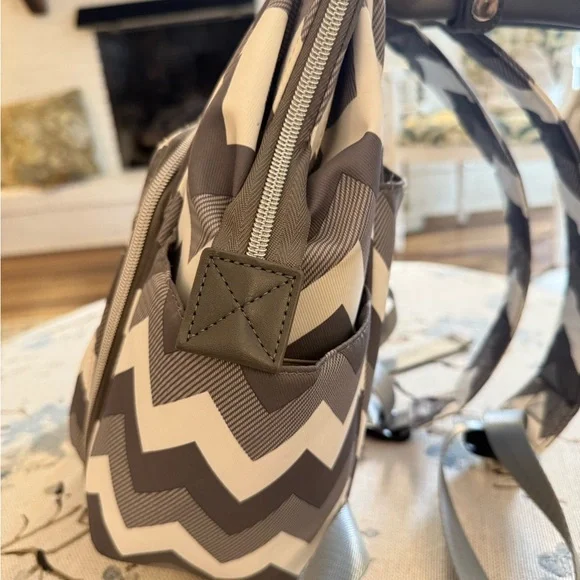 Maevn Women's Chevron Backpack - Grey and White - Picture 6 of 17